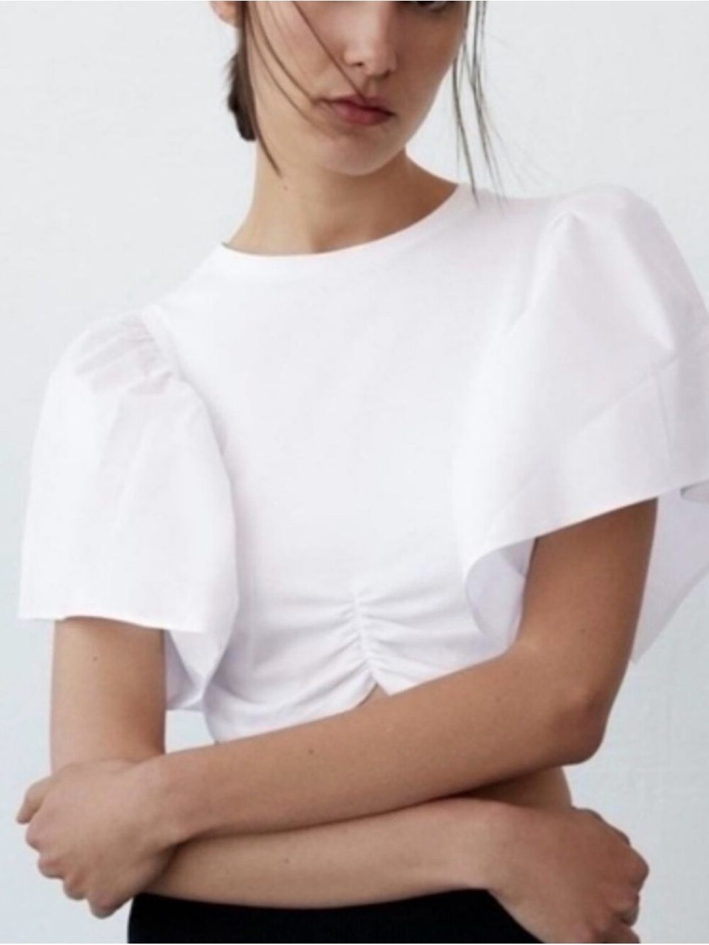 Zara Puffed Sleeve Crop Top